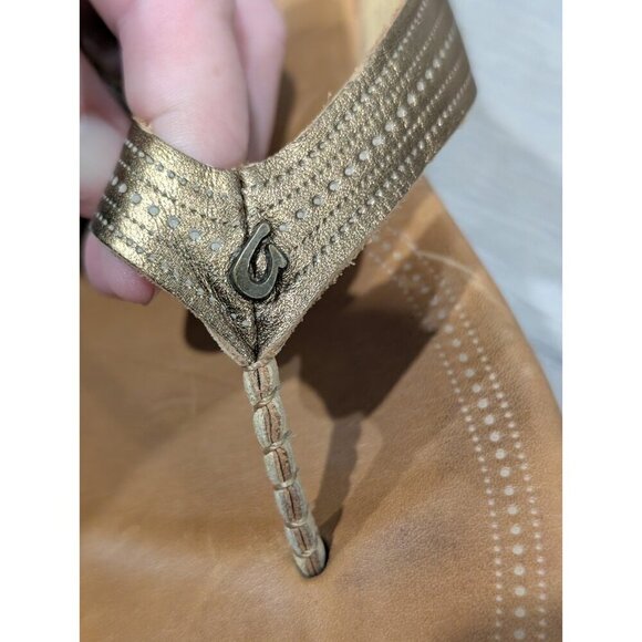 OluKai Women’s Leather Flip Flops/Sandals/Thongs Gold Straps Size 9 - Picture 8 of 16